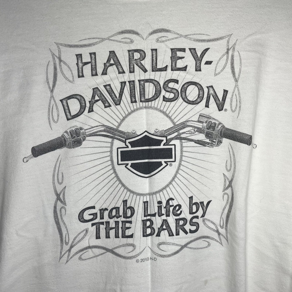 Harley Davidson Mens T-shirt White Large Jacksonville Florida Grab Life By Bars
